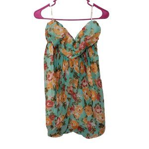 CT196a Juniors Forever 21 Strapless Floral Lined top M/M